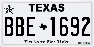 TX license plate BBE1692