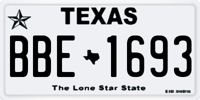 TX license plate BBE1693