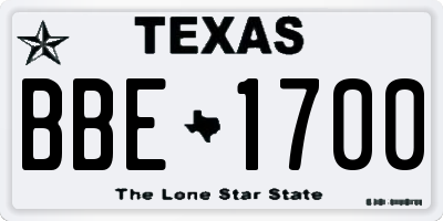 TX license plate BBE1700