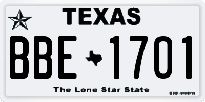 TX license plate BBE1701