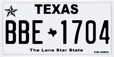 TX license plate BBE1704