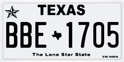 TX license plate BBE1705