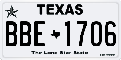 TX license plate BBE1706