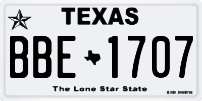 TX license plate BBE1707