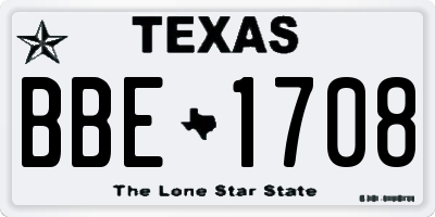 TX license plate BBE1708