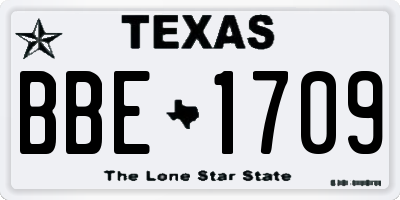 TX license plate BBE1709