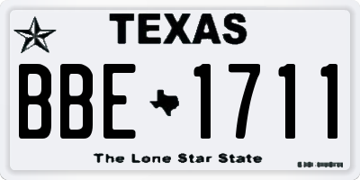 TX license plate BBE1711