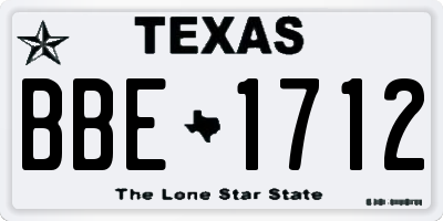 TX license plate BBE1712