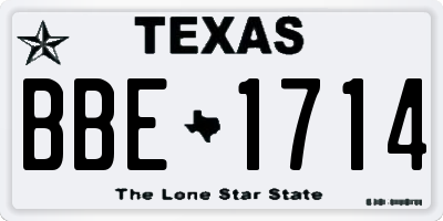 TX license plate BBE1714