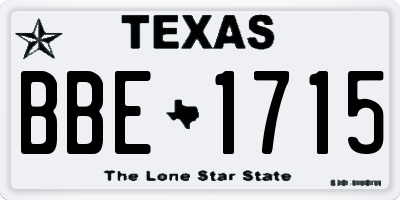 TX license plate BBE1715