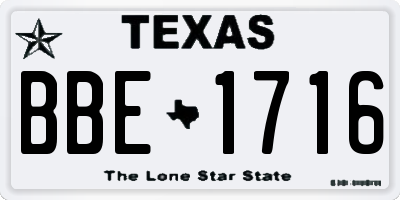 TX license plate BBE1716