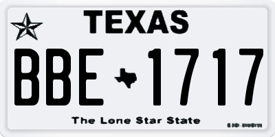 TX license plate BBE1717