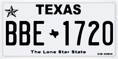 TX license plate BBE1720