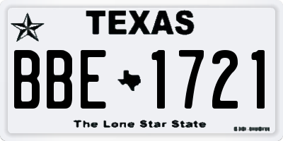 TX license plate BBE1721