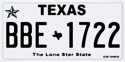 TX license plate BBE1722