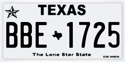 TX license plate BBE1725