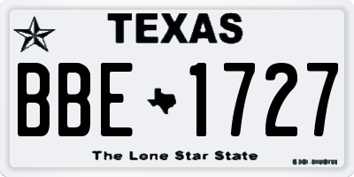 TX license plate BBE1727