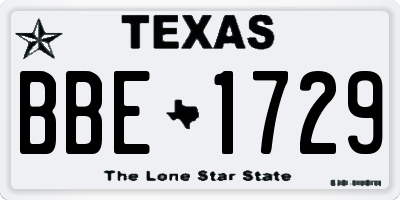 TX license plate BBE1729