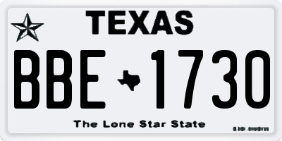 TX license plate BBE1730