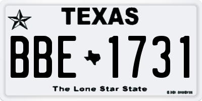 TX license plate BBE1731