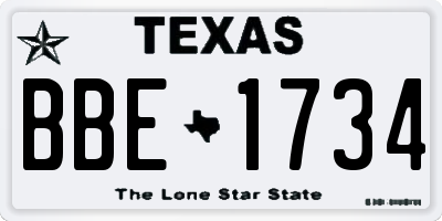 TX license plate BBE1734