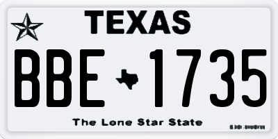 TX license plate BBE1735