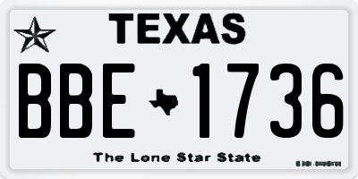 TX license plate BBE1736