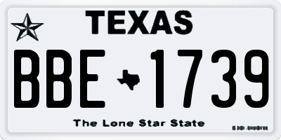 TX license plate BBE1739