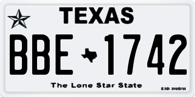 TX license plate BBE1742