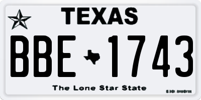 TX license plate BBE1743