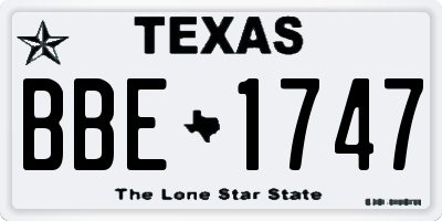 TX license plate BBE1747