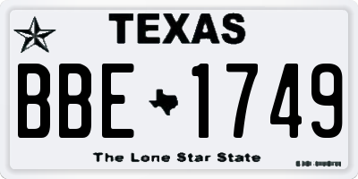 TX license plate BBE1749