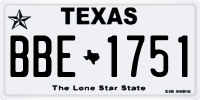 TX license plate BBE1751