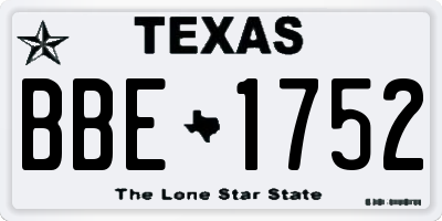 TX license plate BBE1752