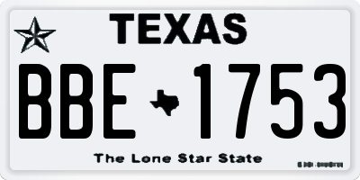 TX license plate BBE1753