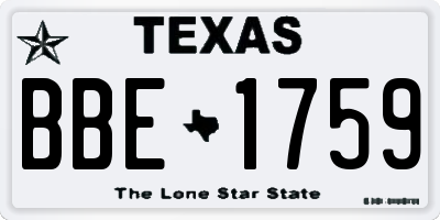 TX license plate BBE1759