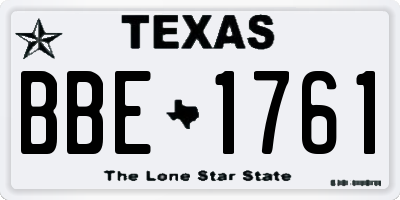 TX license plate BBE1761