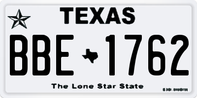 TX license plate BBE1762