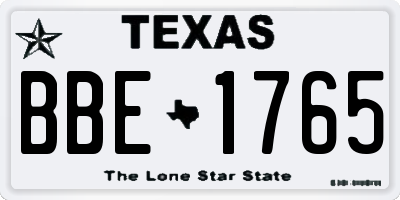 TX license plate BBE1765