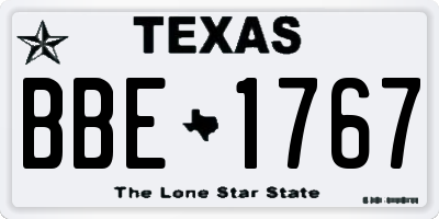 TX license plate BBE1767