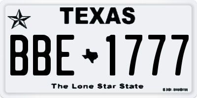 TX license plate BBE1777