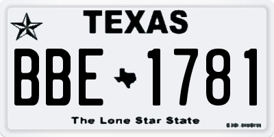 TX license plate BBE1781