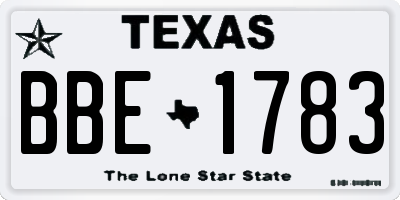 TX license plate BBE1783