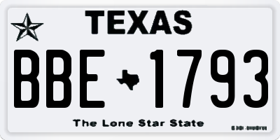 TX license plate BBE1793