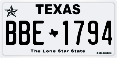 TX license plate BBE1794