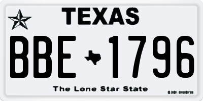 TX license plate BBE1796