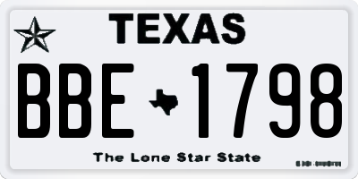 TX license plate BBE1798