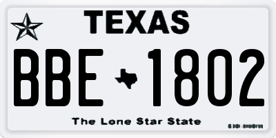 TX license plate BBE1802