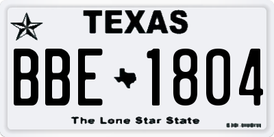 TX license plate BBE1804