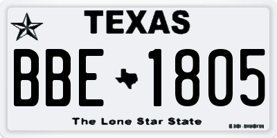 TX license plate BBE1805
